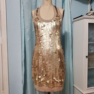 Fine Gauge Sweater knit paillette sequins dress.